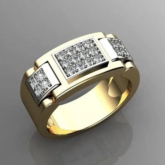 Golden Inlaid Zirconia Ring