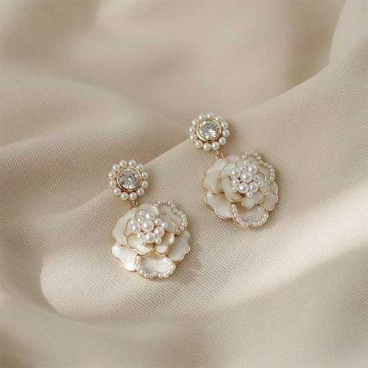 White Blossom Pearl Earrings