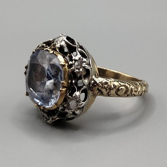 Inlaid Glass Gold & Silver Ring