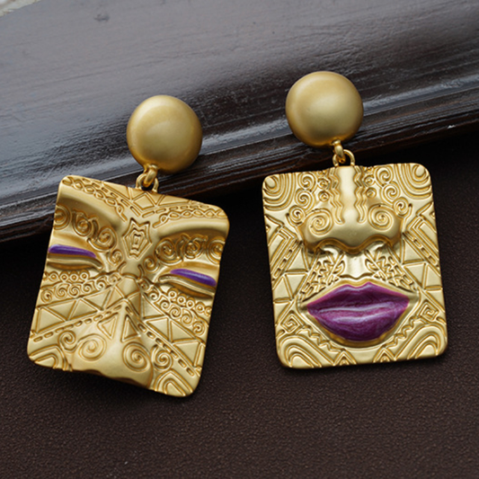 Golden Face Earrings