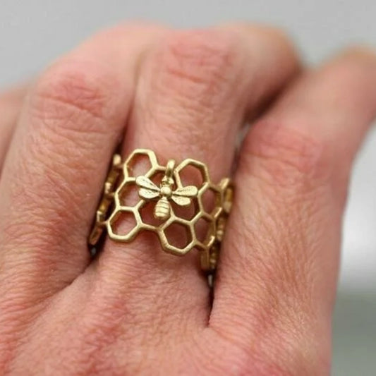Honeycomb Gold Ring