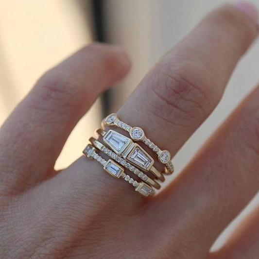 Gold Zirconia Ring Set