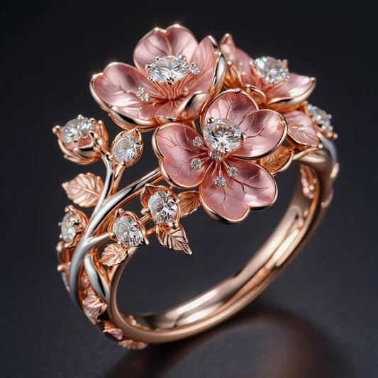 Pink Blossom Statement Ring