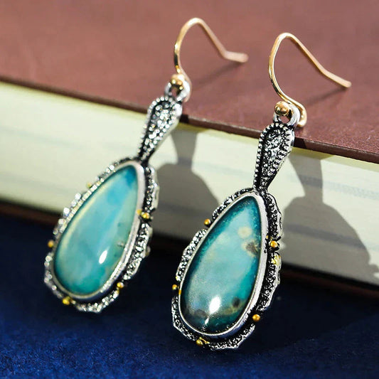 Rounded Turquoise Stone Earrings