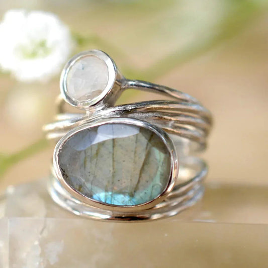 Labradorite Moonstone Ring