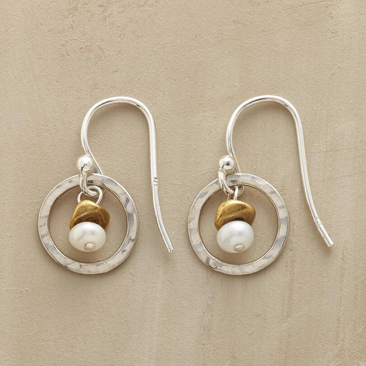 Rounded Silver & Pearl Earrings