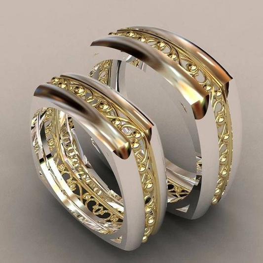 Zirconia Gold & Silver Ring Set