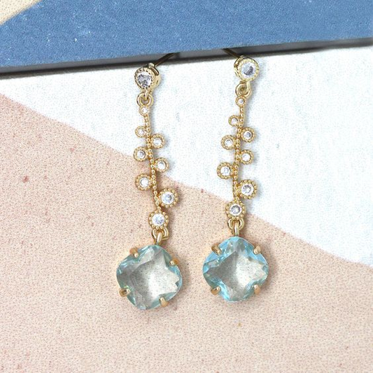 Dangling Blue Glass Earrings