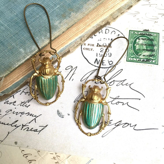 Golden Scarab Earrings