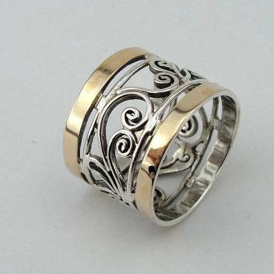 Hollow Silver & Gold Ring