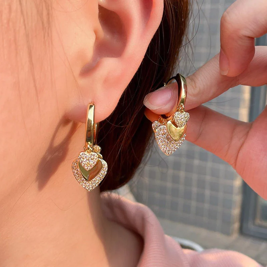 Golden Bright Heart Earrings