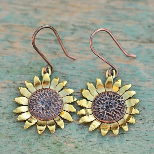 Golden Sunflower Earrings
