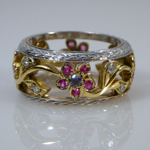 Vintage Bloom Sapphire Ring