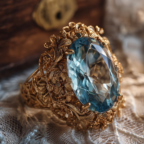 Baroque Sky Blue Statement Ring