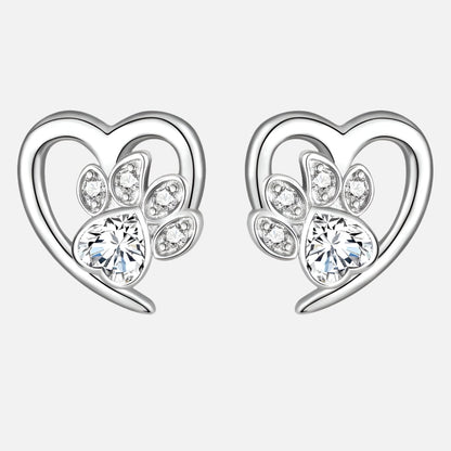Paw And Heart Earrings With Zirconia