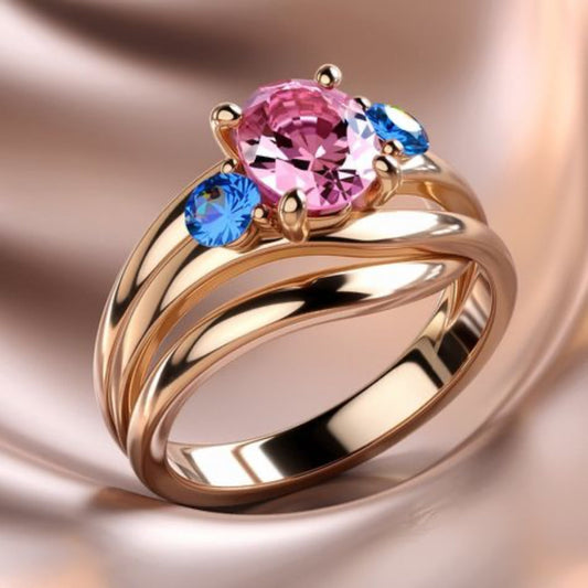 Pink Sapphire Duo Accent Ring