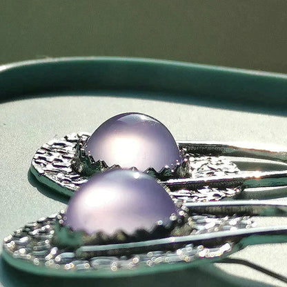 Boho Earrings With Purple Stones In Sterling Silver