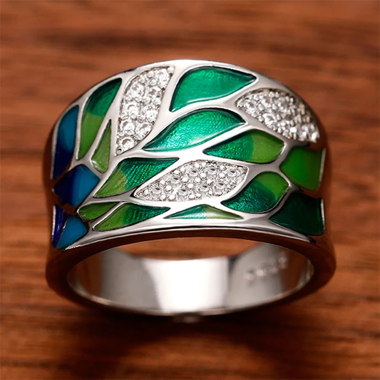 Green Enamel Zirconia Ring