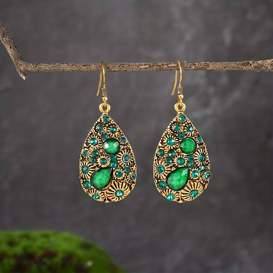 Green Bright Drop Earrings