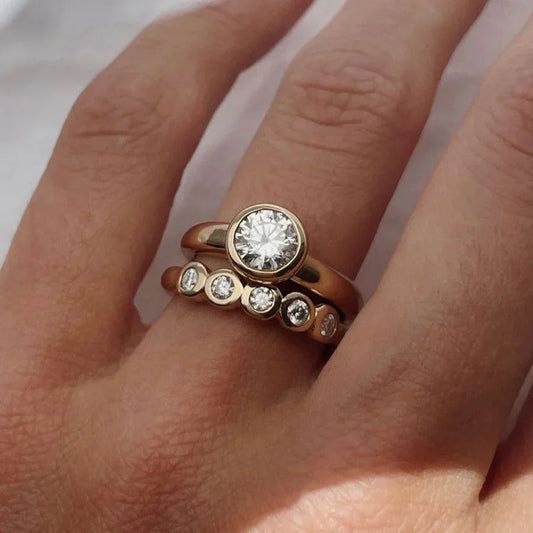 Zirconia Golden Ring Set