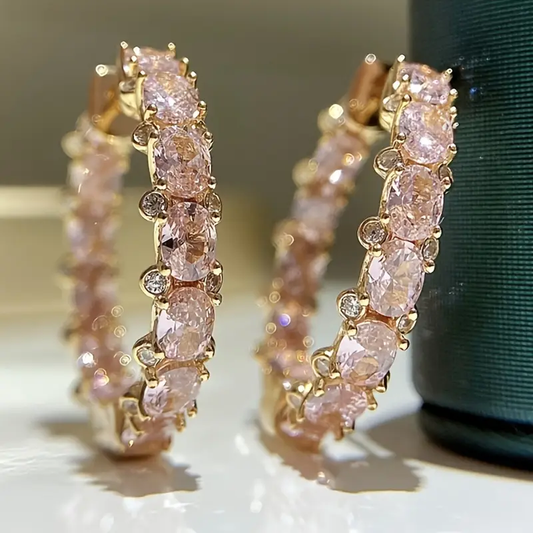 Sparkling Rose Hoop Earrings