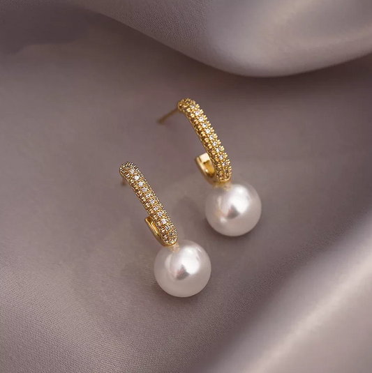 Bright Golden Pearl Earrings