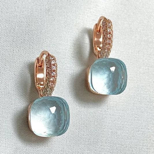 Cubic Blue Sky Glass Earrings