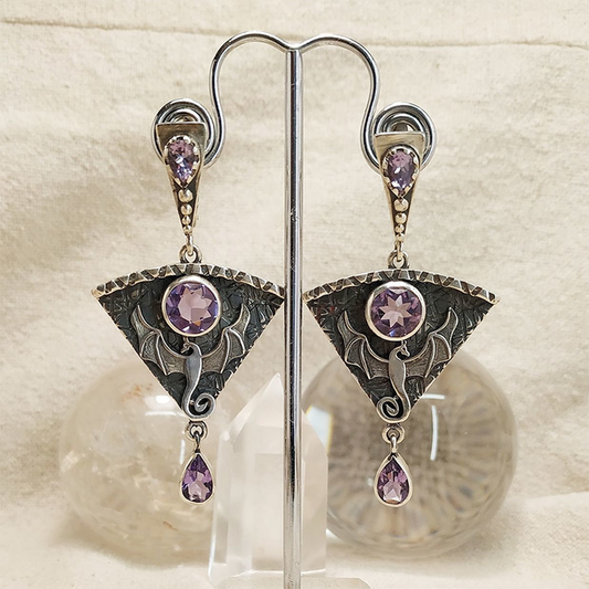 Earrings in Silver and Purple Zirconia