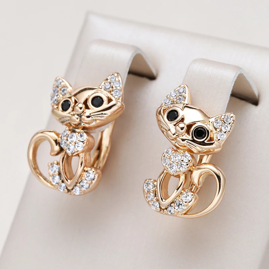 Kitten Earrings in Gold