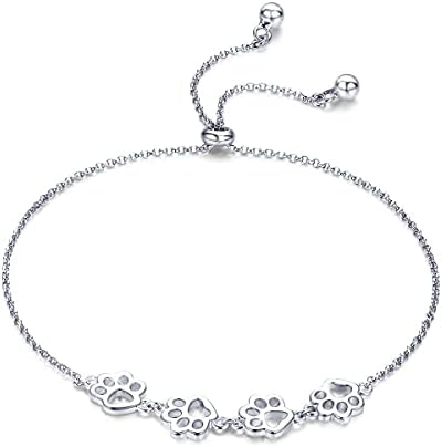 Sterling Silver Paw Print Bracelet ��� Adjustable Fit