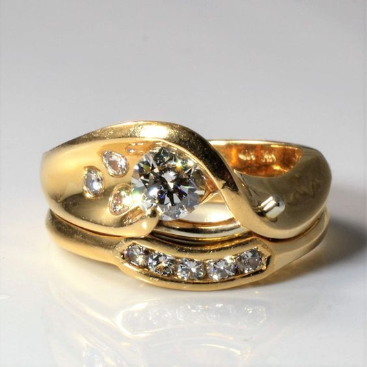 Spiral Irregular Gold Zirconia Ring