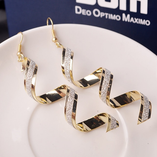 Gold Zirconia Spiral Earrings