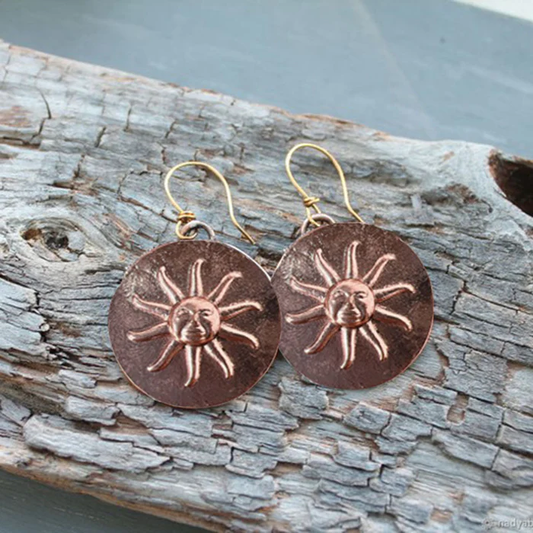 Rounded Sun Brown Earrings