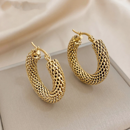 Gold Mesh Hoop Earrings