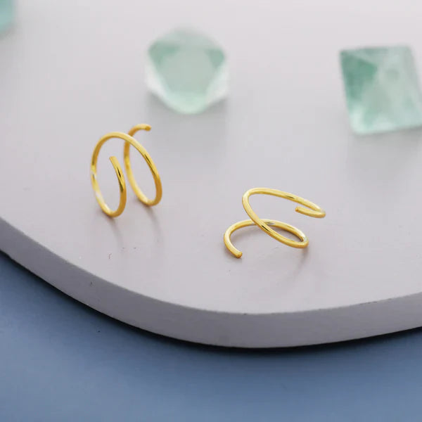 Minimalist Spiral Hoop Earrings In Sterling Silver