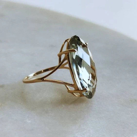 Green Oval Crystal Ring