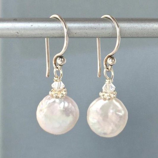 White Baroque Pearl Earrings