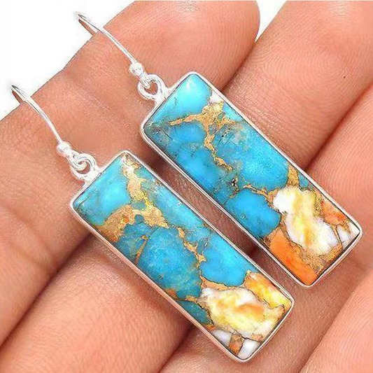 Rectangular Blue Stone Earrings