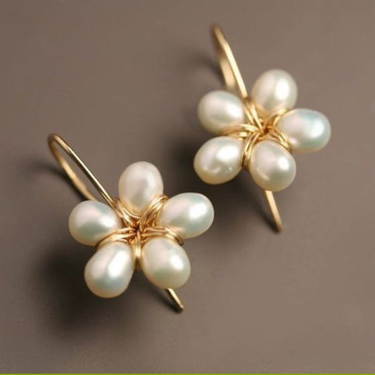 Flower Pearl Golden Earrings
