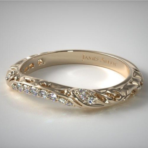 Vine Diamond Curve Ring