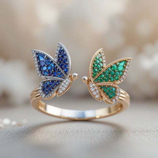 Dual Butterfly Open Ring