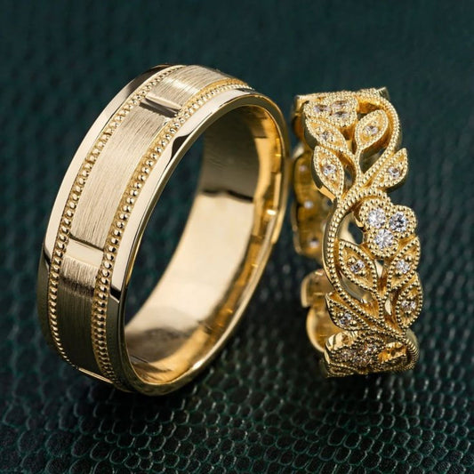 Classic & Floral Gold Ring Set