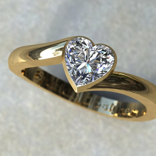 Crystal Heart Solitaire Ring