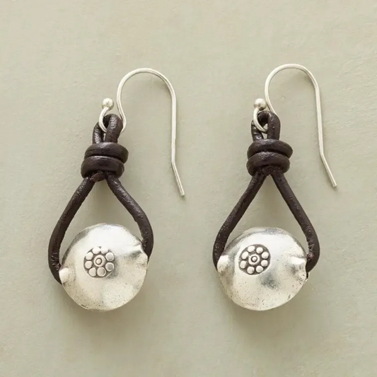 Silver Leather Earrings