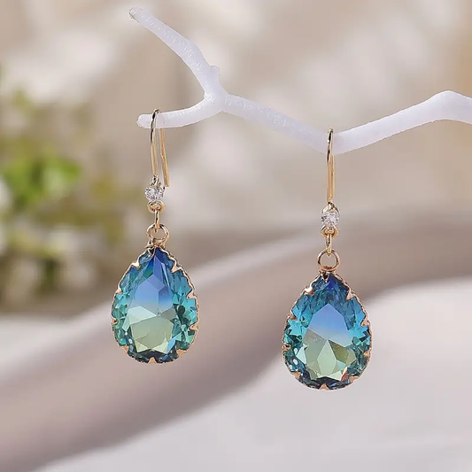 Crystal Drop Blue Earrings