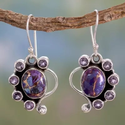 Purple Earrings in Silver