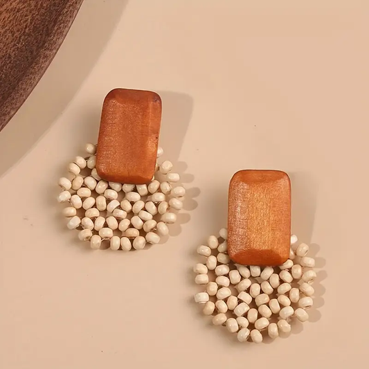 Brown White Earrings