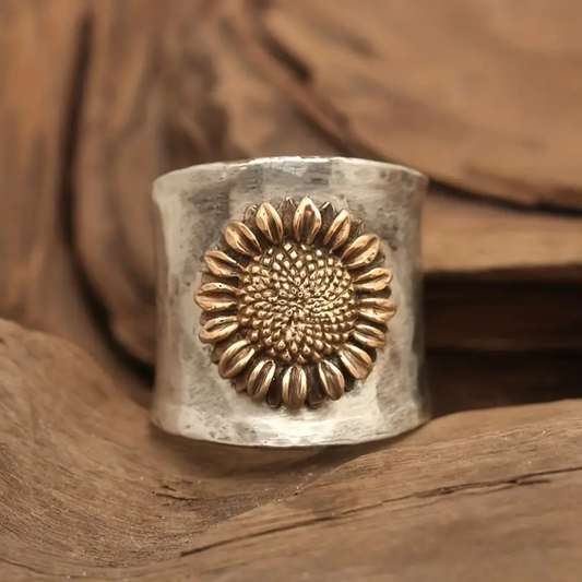 Sunflower Silver Ring