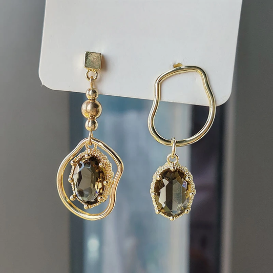 Gold & Green Glass Earrings