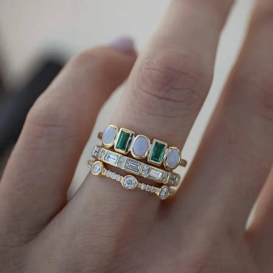 White and Green Opal Rings